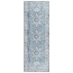 Gertmenian Zavieer Medallion Washable Runner, 26x72, Blue
