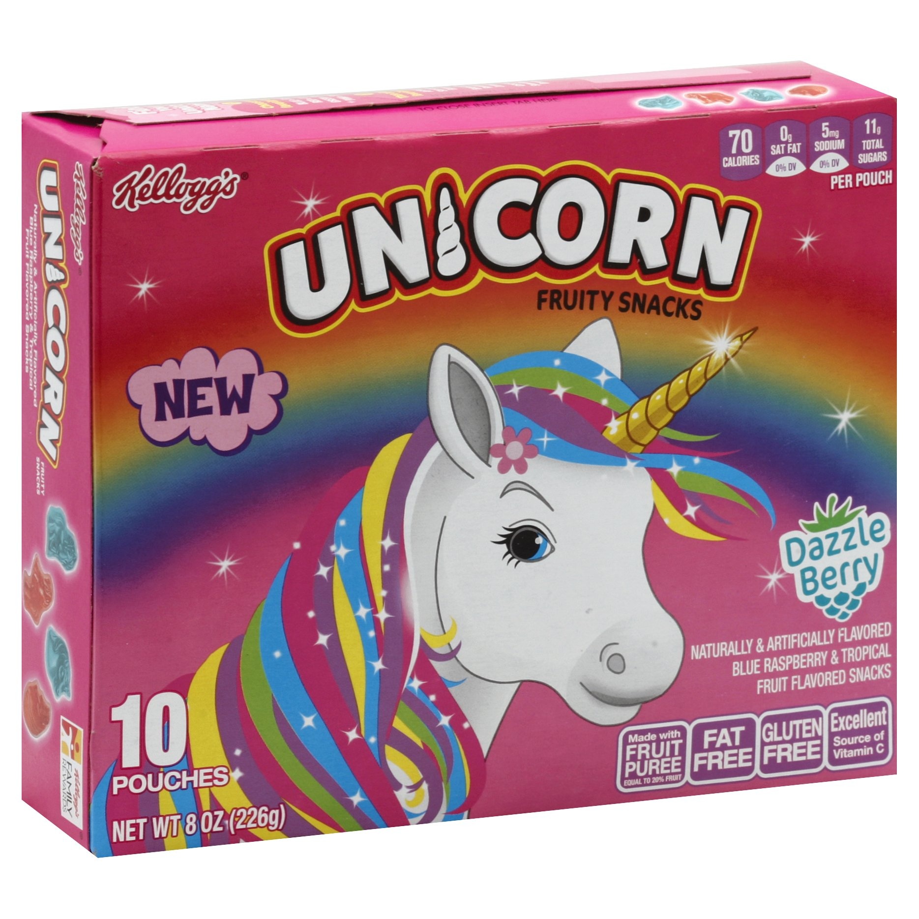 slide 1 of 5, Kellogg's Unicorn Dazzle Berry Fruity Snacks, 10 ct; 8 oz