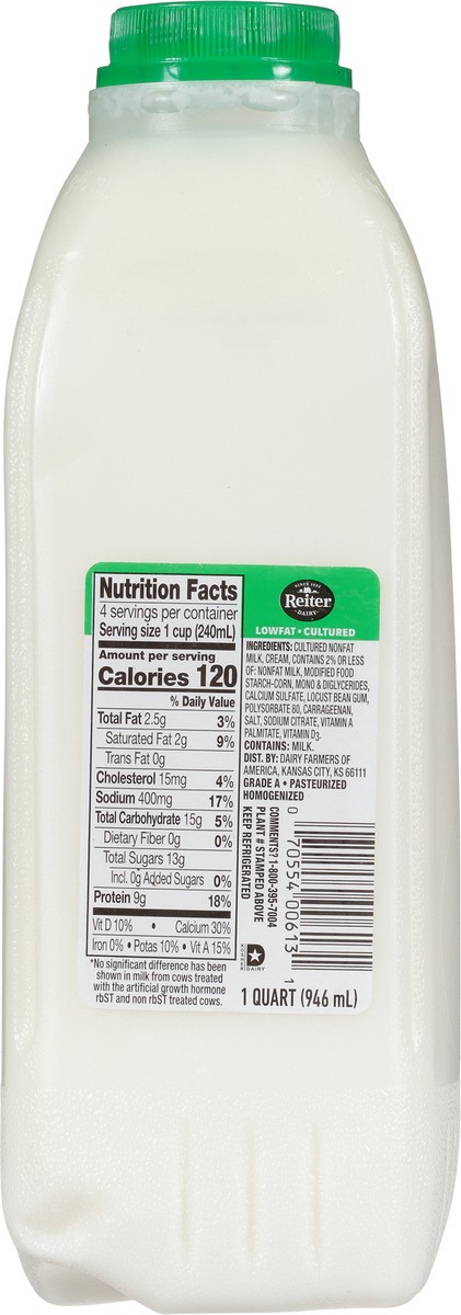 slide 13 of 14, Reiter Dairy 1% Lowfat Cultured Buttermilk Quart - 1 Container, 1 qt