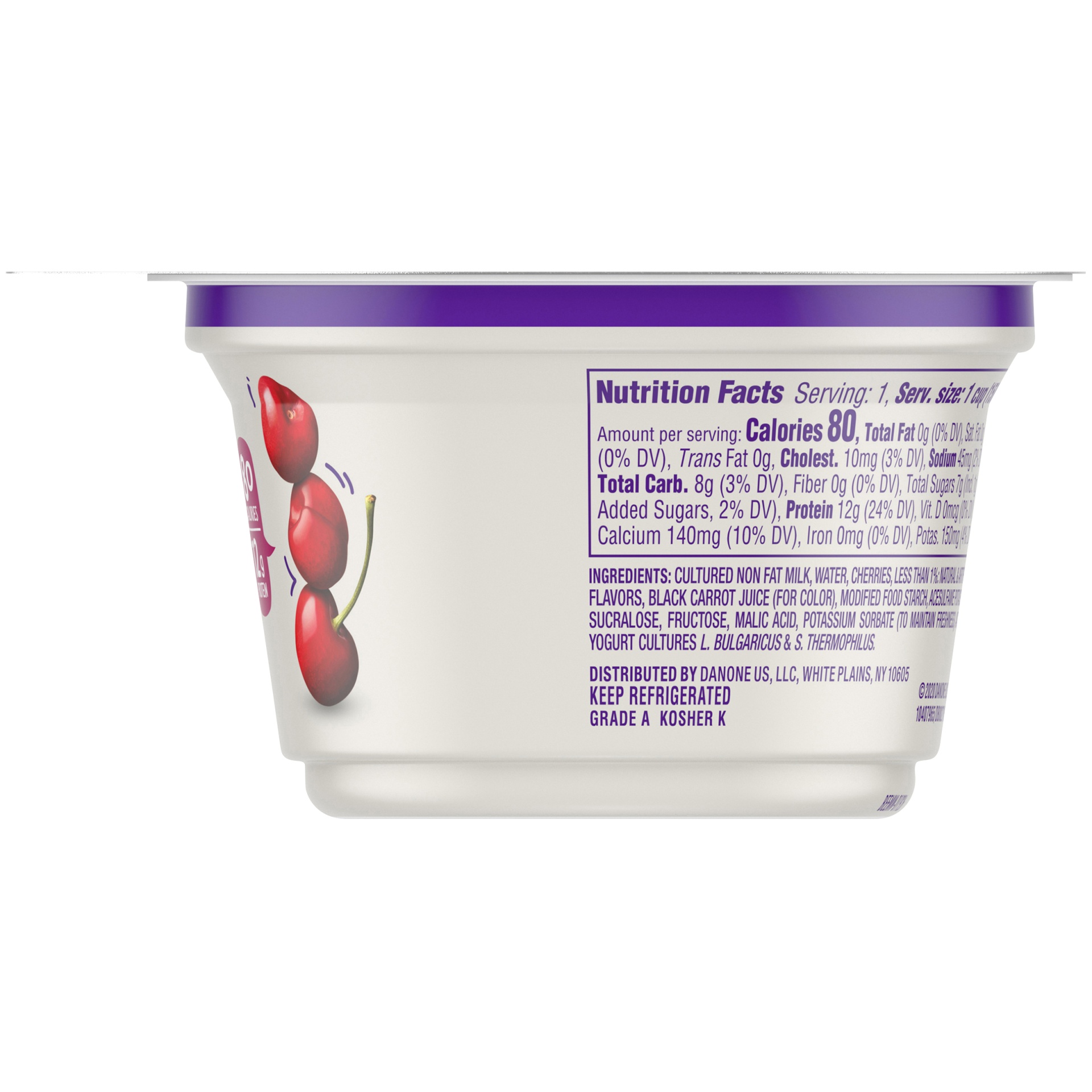 slide 2 of 7, Light + Fit Nonfat Gluten-Free Cherry Greek Yogurt, 5.3 oz