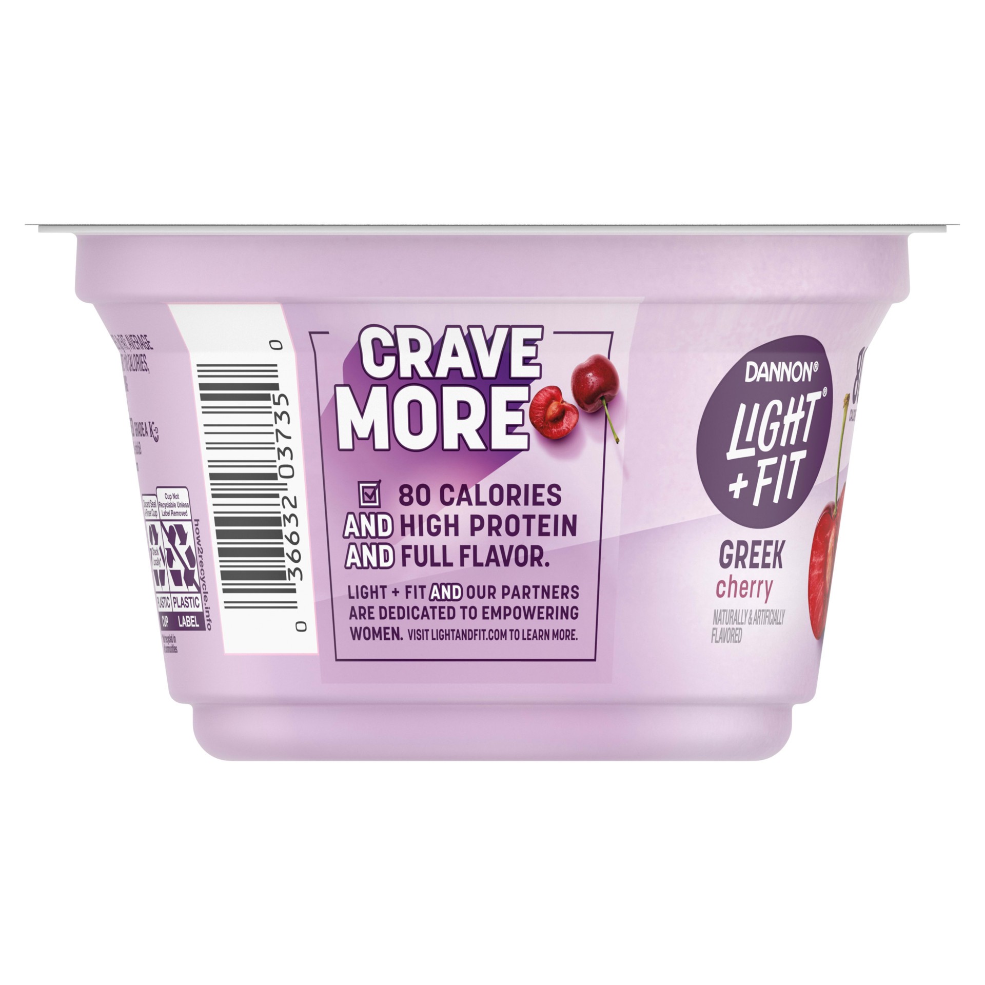 slide 5 of 5, Dannon Light + Fit Cherry Greek Fat Free Yogurt, 5.3 OZ Yogurt Cup, 5.3 oz