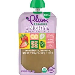 Plum Organics Tots 4 Food Group Blend Strwbrry, Banna, Grk Yog, Oat + Kale 4oz Pch