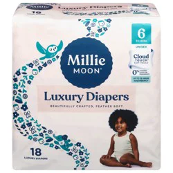 Millie Moon Unisex Luxury Size 6 Diapers (35+ lbs (16+ kg)) 18 Each