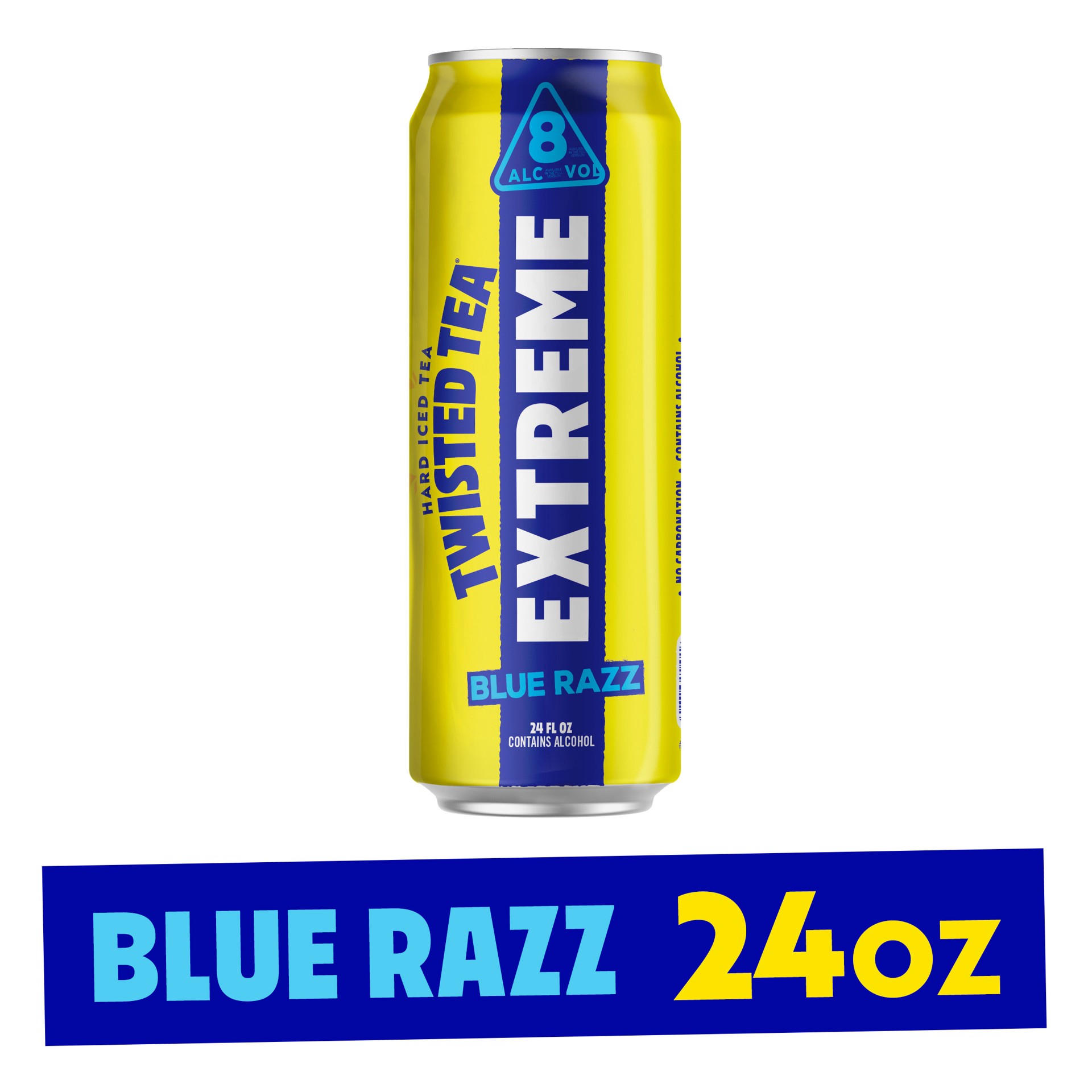 slide 1 of 5, Twisted Tea Extreme Blue Razz Hard Iced Tea, 8% ABV (24 fl. oz. Can), 1 ct