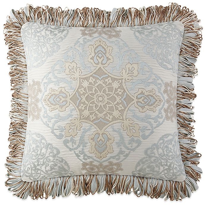 slide 1 of 1, Waterford Jonet Fringed Square Throw Pillow - Cream/Blue, 1 ct