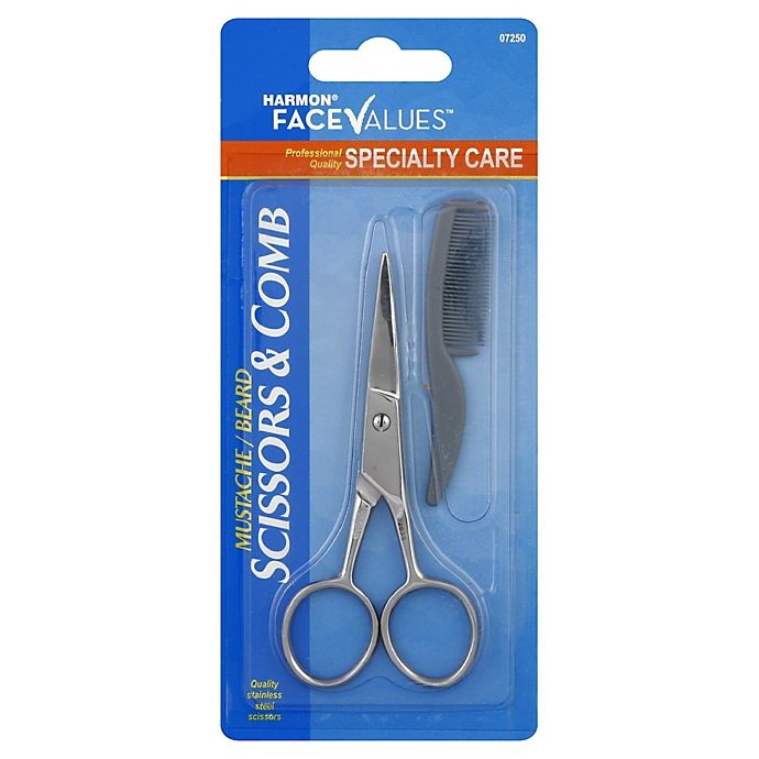 slide 1 of 1, Harmon Face Values Mustache Scissors & Comb, 1 ct