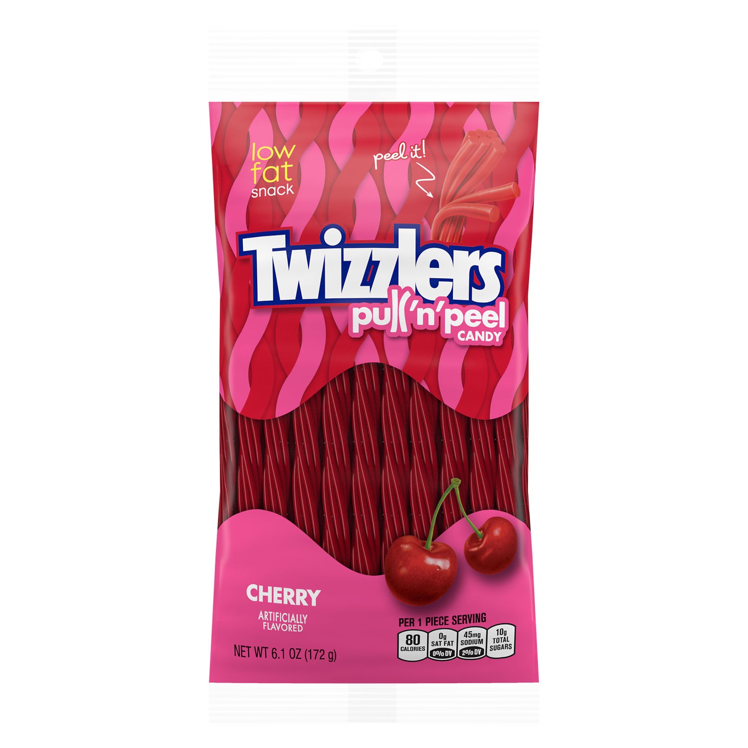 slide 1 of 10, Twizzlers PULL 'N' PEEL Cherry Candy Bag, 6.1 oz, 6.1 oz