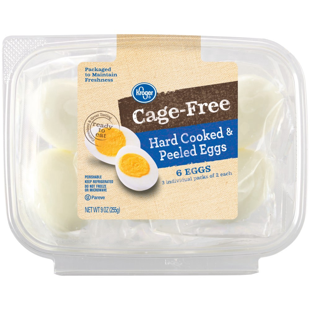 slide 2 of 3, Kroger Cage Free Hard Cooked & Peeled Eggs, 6 ct