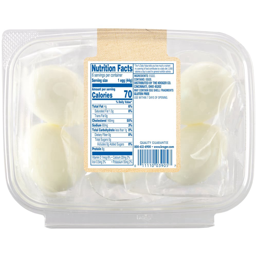 slide 3 of 3, Kroger Cage Free Hard Cooked & Peeled Eggs, 6 ct