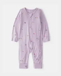 Carters Baby Girl Fairytale 2-Way Zip PurelySoft Sleep & Play Pajama - Purple Purple 9M