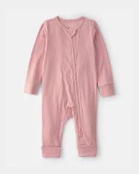 Carters Baby Girl 2-Way Zip PurelySoft Sleep & Play Pajama - Pink Pink 3M