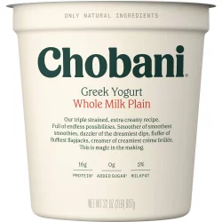 Chobani Whole Milk Plain Greek Yogurt
