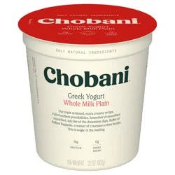 Chobani Yogurt, Greek, Whole Milk Plain