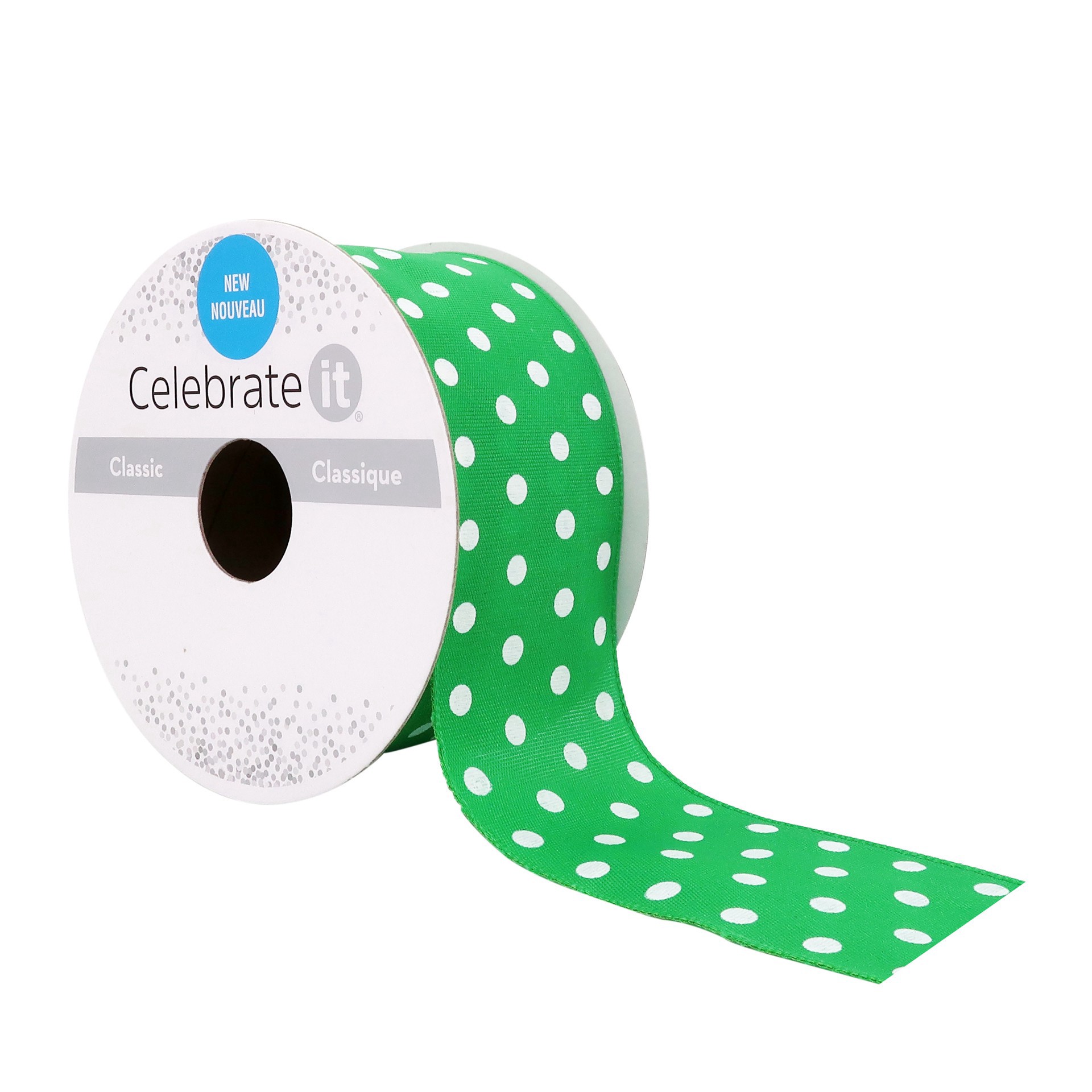 slide 2 of 4, 1.5" X 3yd. Taffeta Wired Polka Dot Ribbon By Celebrate It, 1.5 in x 3 yd