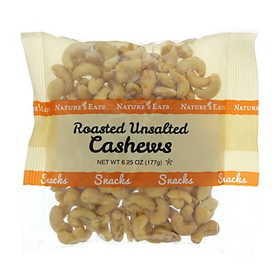 slide 1 of 1, Nature's Eats Roasted Unsalted Cashews, 6.25 oz