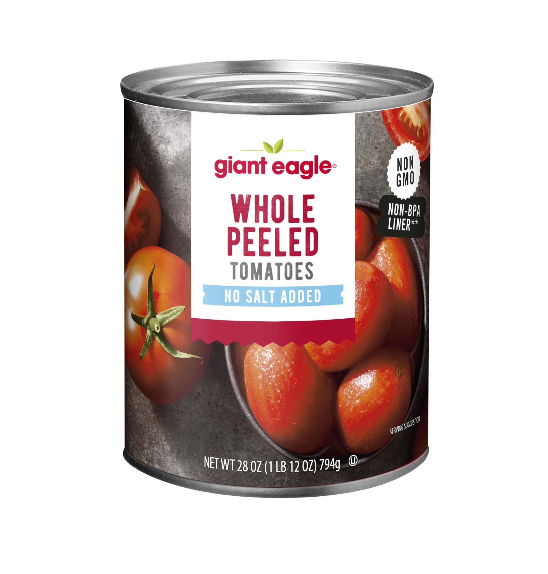 slide 1 of 1, Giant Eagle Whole Peeled Tomatoes, No Salt Added, 28 oz