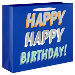 American Greetings Happy Birthday Blue Horizontal Gift Bag