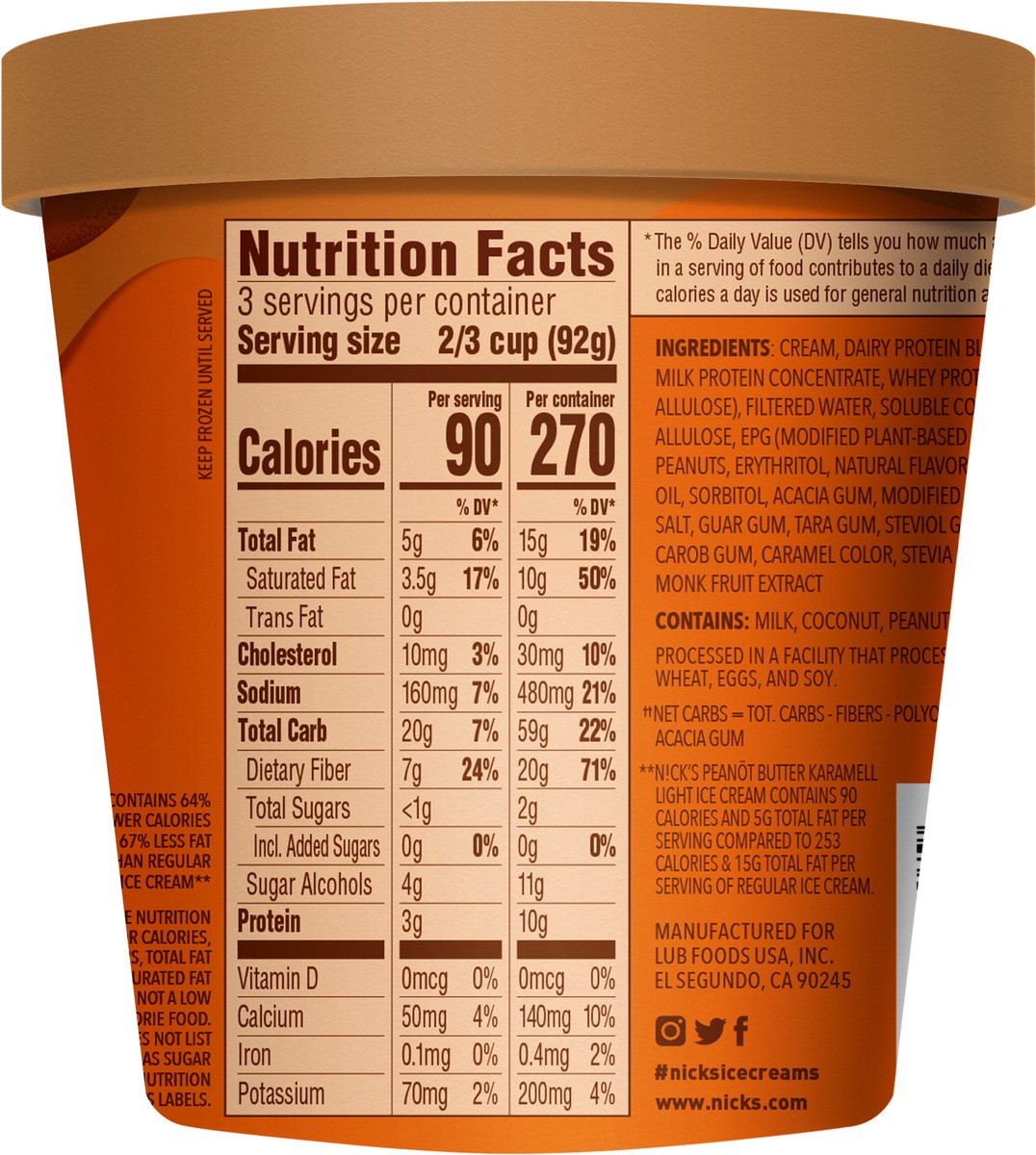 slide 5 of 7, Nick's Light Peanot Butter Karamell Ice Cream 1 pt Cup\Tub, 16 oz