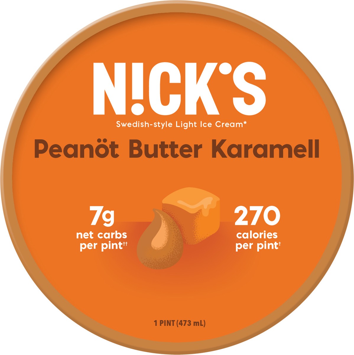 slide 6 of 7, Nick's Light Peanot Butter Karamell Ice Cream 1 pt Cup\Tub, 16 oz