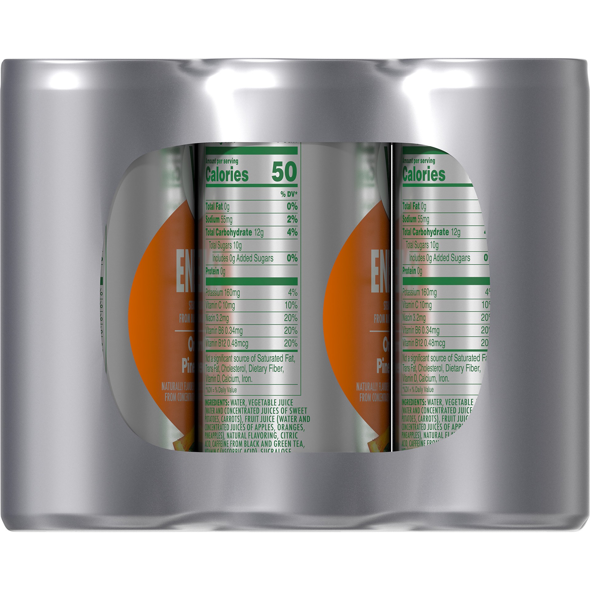 slide 4 of 5, V8 +Energy Orange Pineapple Juice Energy Drink, 8 fl oz Can (12 Pack), 12 ct; 8 oz