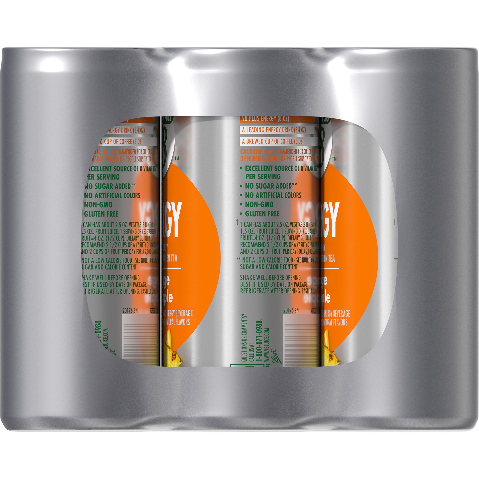 slide 3 of 5, V8 +Energy Orange Pineapple Juice Energy Drink, 8 fl oz Can (12 Pack), 12 ct; 8 oz