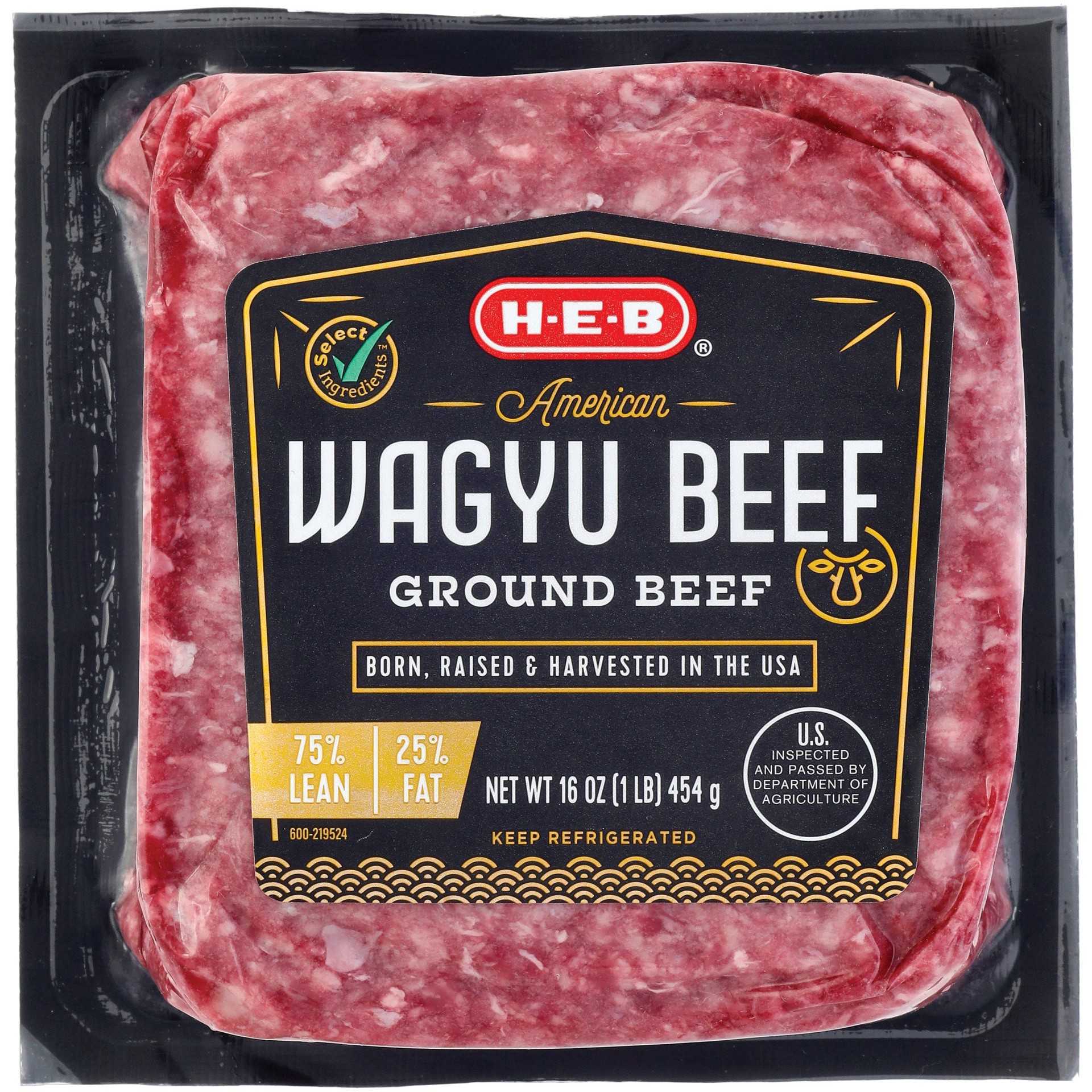slide 1 of 1, H-E-B American Style Wagyu Ground Beef, 75% Lean, 16 oz