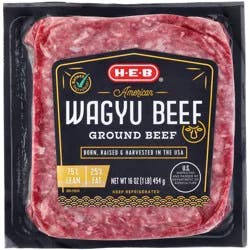 H-E-B American Style Wagyu Ground Beef, 75% Lean