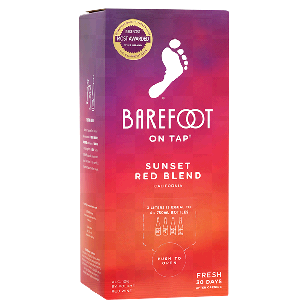 slide 1 of 1, Barefoot On Tap Sunset Red Blend Box, 3 liter