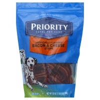 slide 1 of 1, Priority Total Pet Care Dog Treats Strips Bacon & Cheese, 25 oz