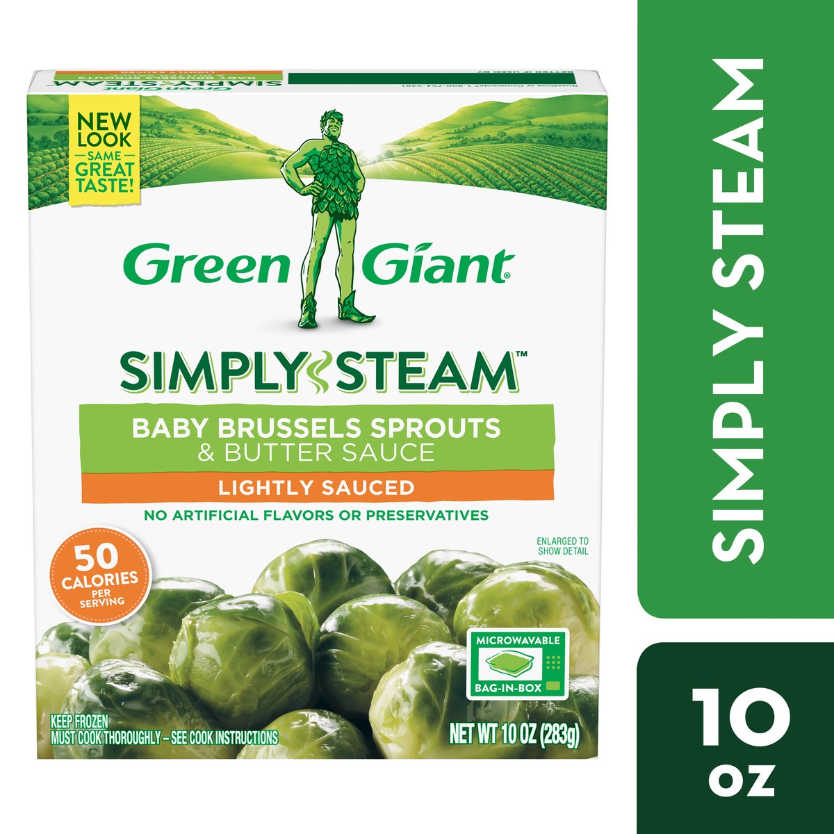 slide 12 of 14, Green Giant Simply Steam Lightly Sauced Baby Brussels Sprouts & Butter Sauce 10 oz, 10 oz