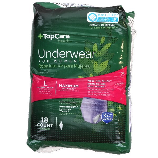 slide 1 of 8, TopCare Underwear For Women Max Large Size, 18 ct