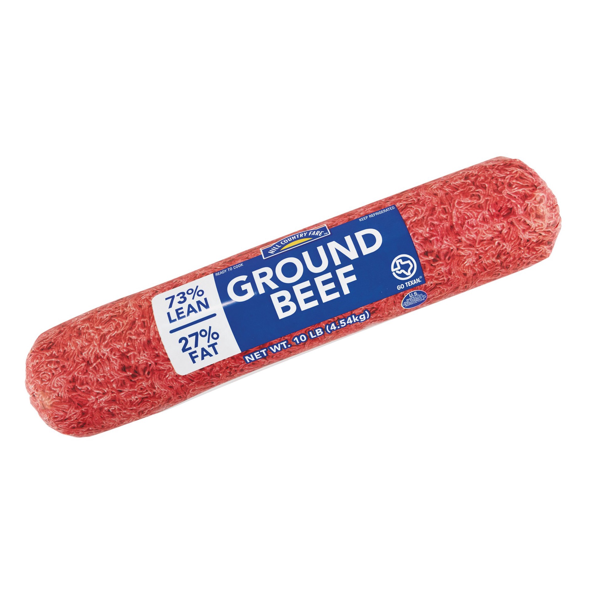 slide 1 of 1, Hill Country Fare 73% Lean Ground Beef, 10 lb