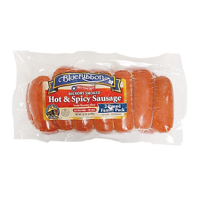 slide 1 of 1, Blue Ribbon Hot and Spicy Sausage Links Family Pack, 32 oz