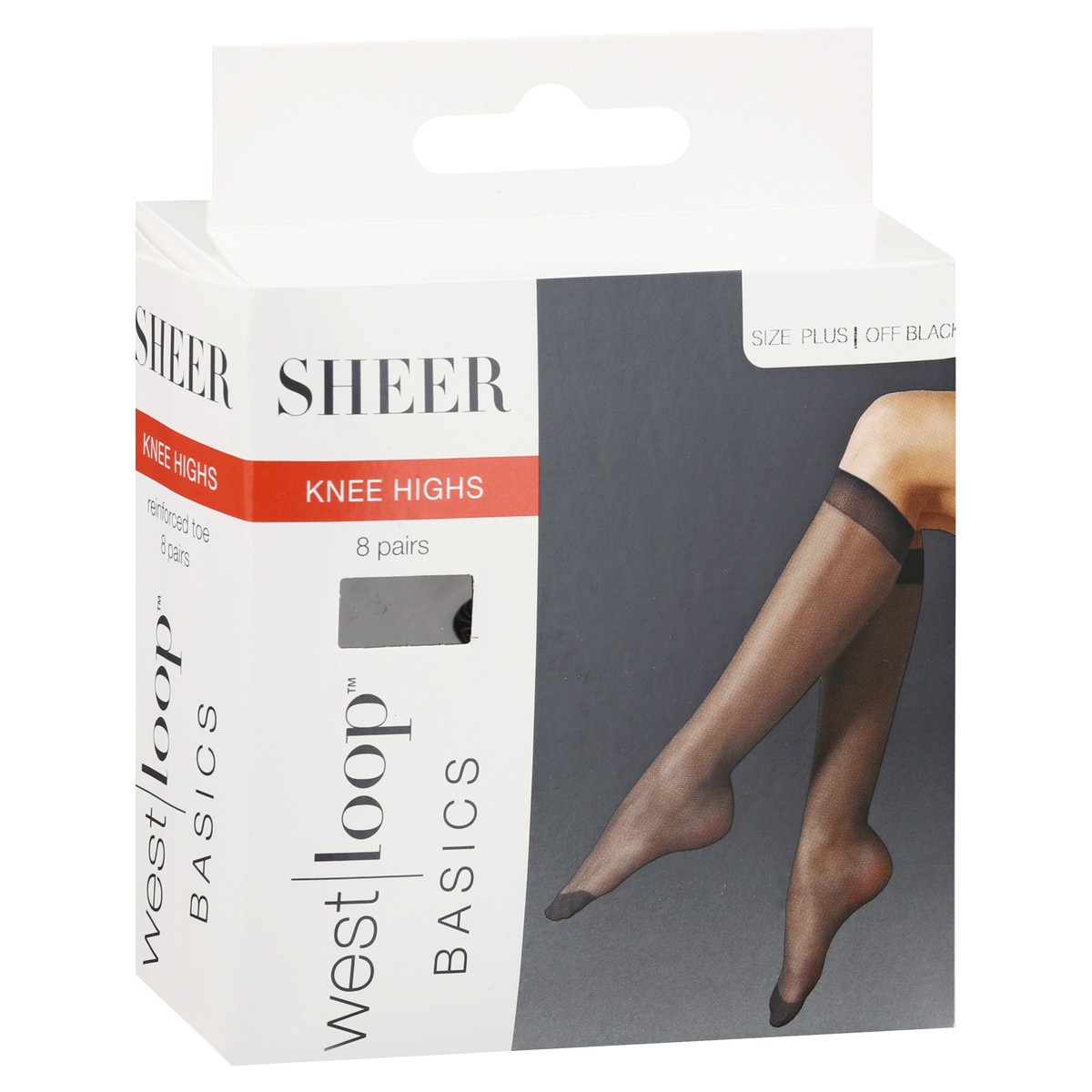slide 6 of 9, West Loop Knee Highs, Sheer, Size Plus, Off Black, 8 ct
