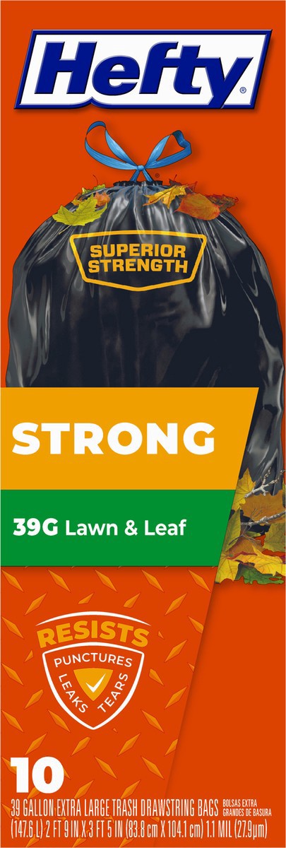 slide 13 of 14, Hefty 39 Gallon Extra Large Drawstring Strong Trash Bags Bag 10 ea, 10 ct