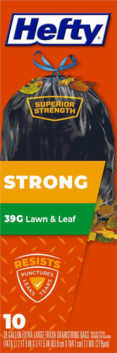 slide 11 of 14, Hefty 39 Gallon Extra Large Drawstring Strong Trash Bags Bag 10 ea, 10 ct