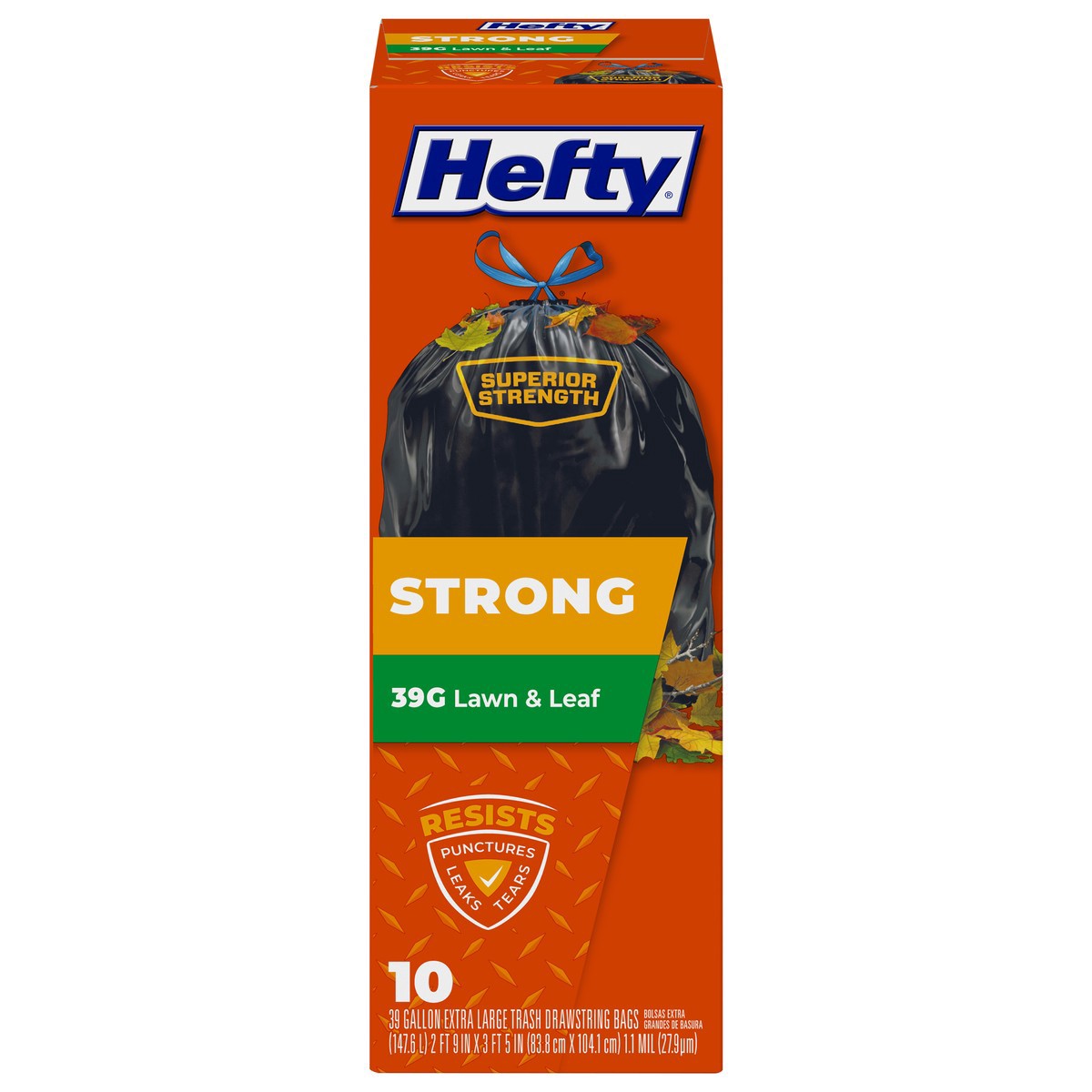 slide 3 of 14, Hefty 39 Gallon Extra Large Drawstring Strong Trash Bags Bag 10 ea, 10 ct