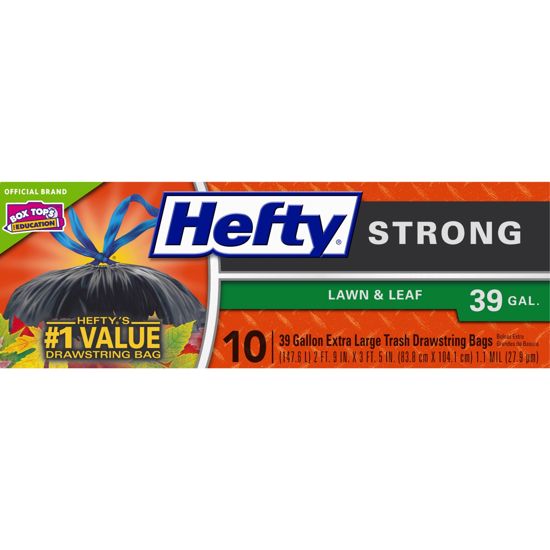 slide 2 of 14, Hefty 39 Gallon Extra Large Drawstring Strong Trash Bags Bag 10 ea, 10 ct