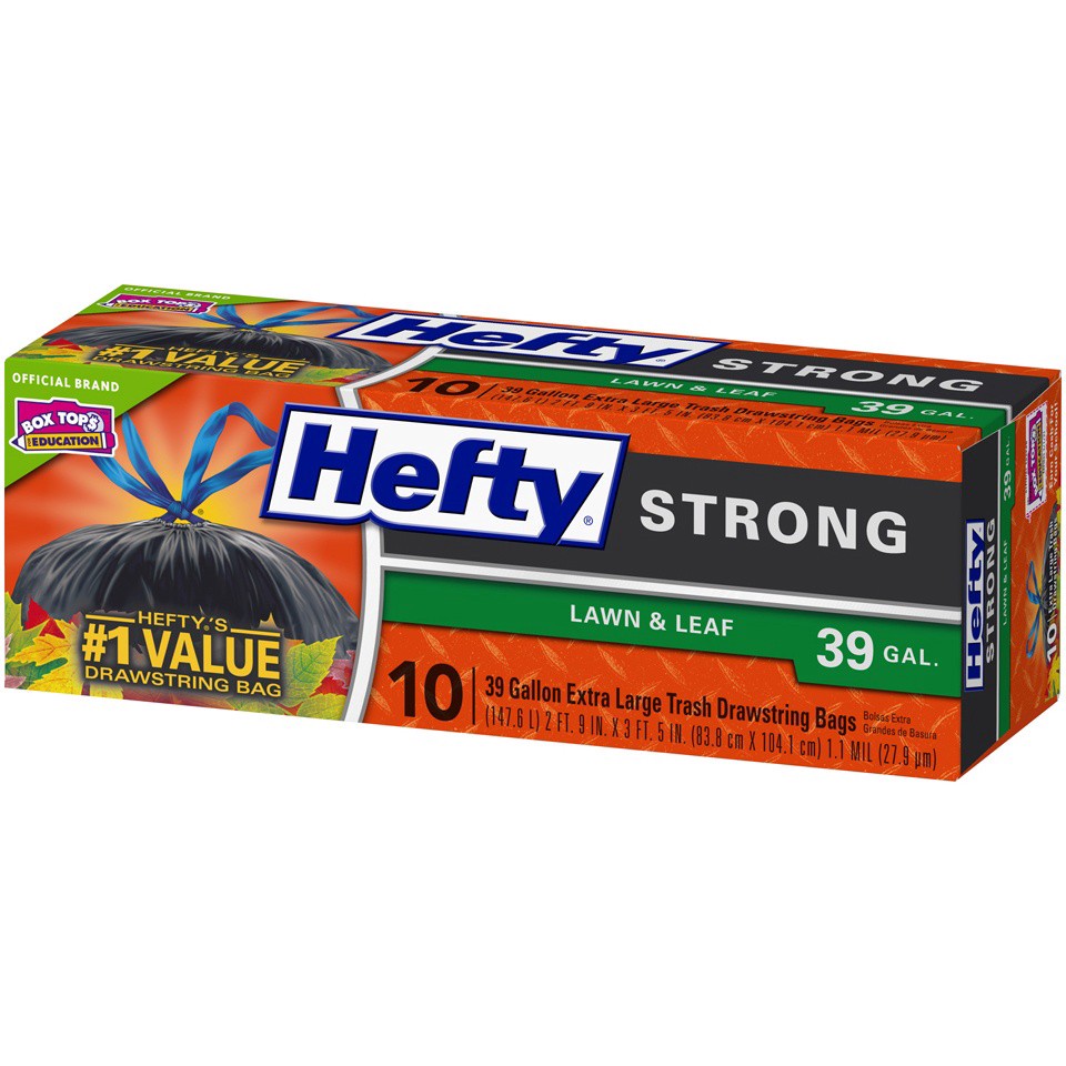 slide 4 of 14, Hefty 39 Gallon Extra Large Drawstring Strong Trash Bags Bag 10 ea, 10 ct