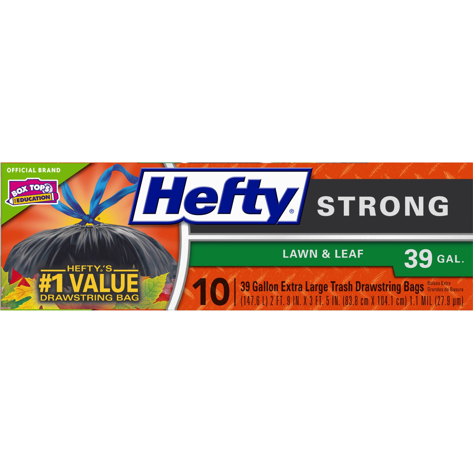 slide 6 of 14, Hefty 39 Gallon Extra Large Drawstring Strong Trash Bags Bag 10 ea, 10 ct