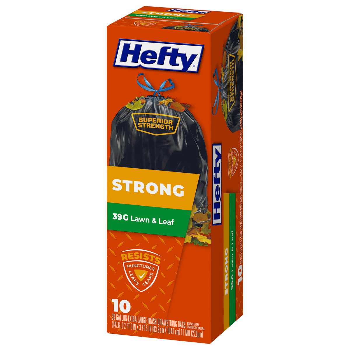 slide 5 of 14, Hefty 39 Gallon Extra Large Drawstring Strong Trash Bags Bag 10 ea, 10 ct