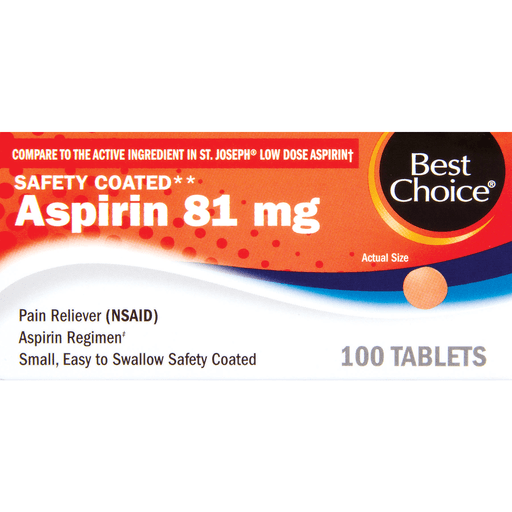 slide 1 of 1, Best Choice Safe Coated Aspirin Tab, 100 ct