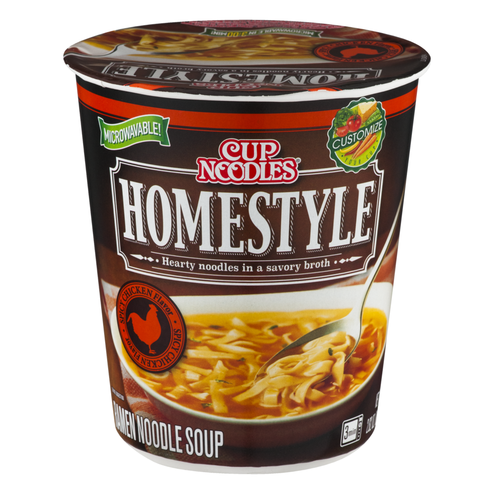 slide 1 of 1, Cup Noodles Homestyle Spicy Chicken Flavor Ramen Noodle Soup, 2.82 oz