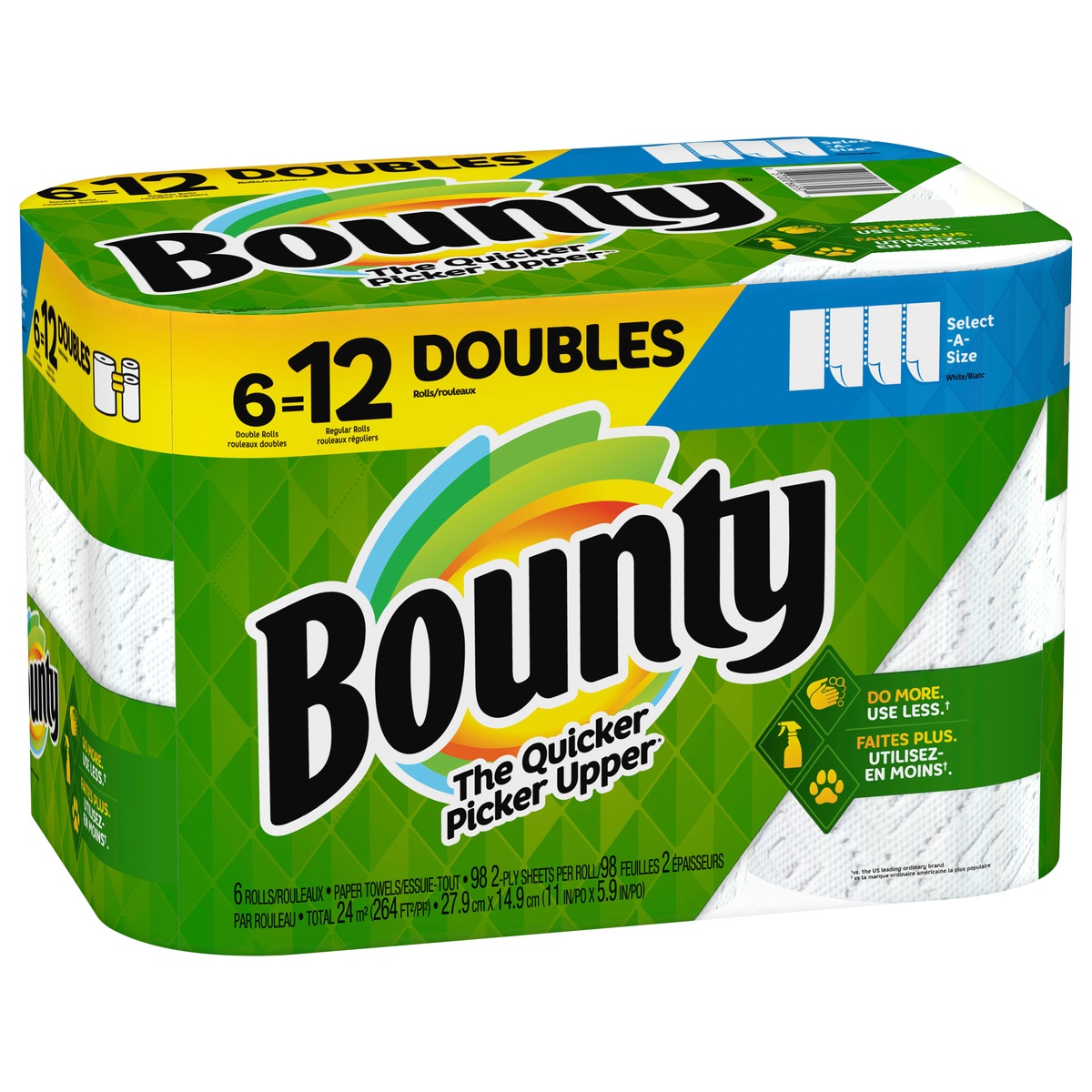 slide 2 of 6, Bounty 2-Ply Double Rolls White Select-A-Size Paper Towels 6 ea, 6 ct