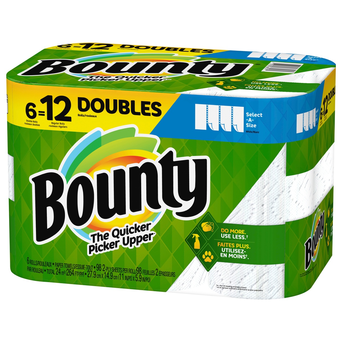slide 3 of 6, Bounty 2-Ply Double Rolls White Select-A-Size Paper Towels 6 ea, 6 ct