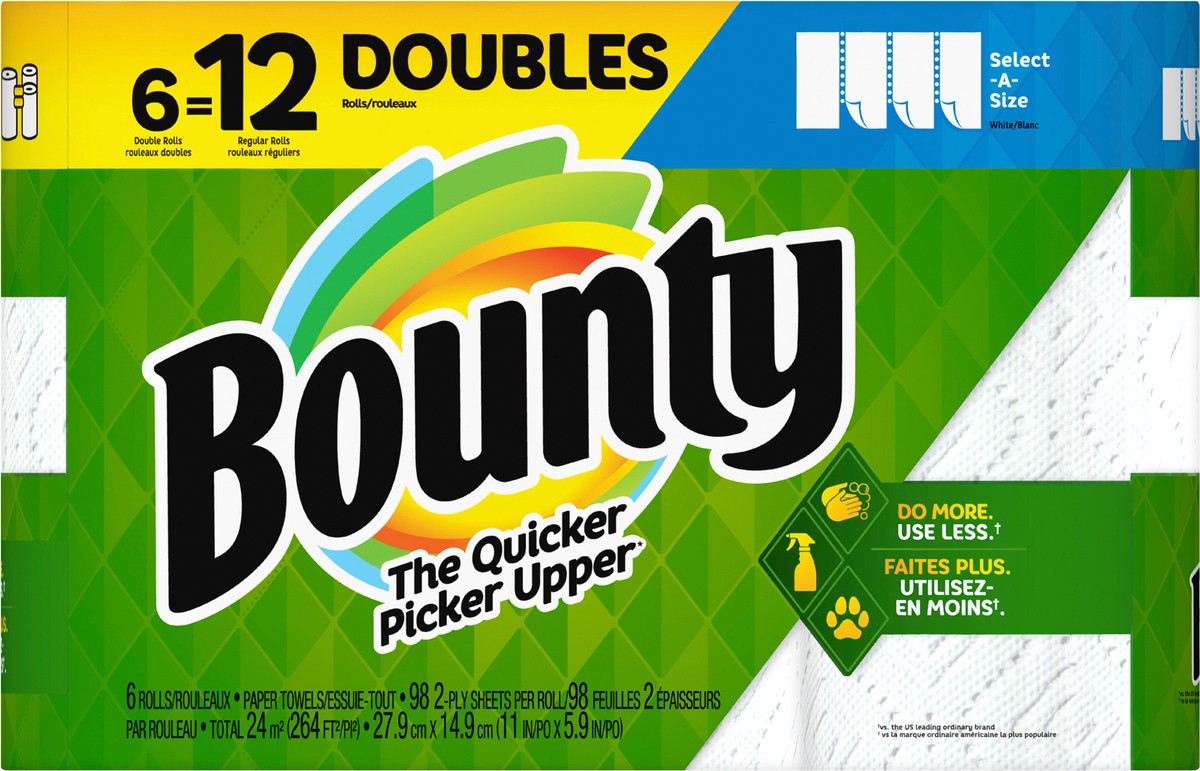 slide 5 of 5, Bounty Paper Towels Double Rolls, 6 ct