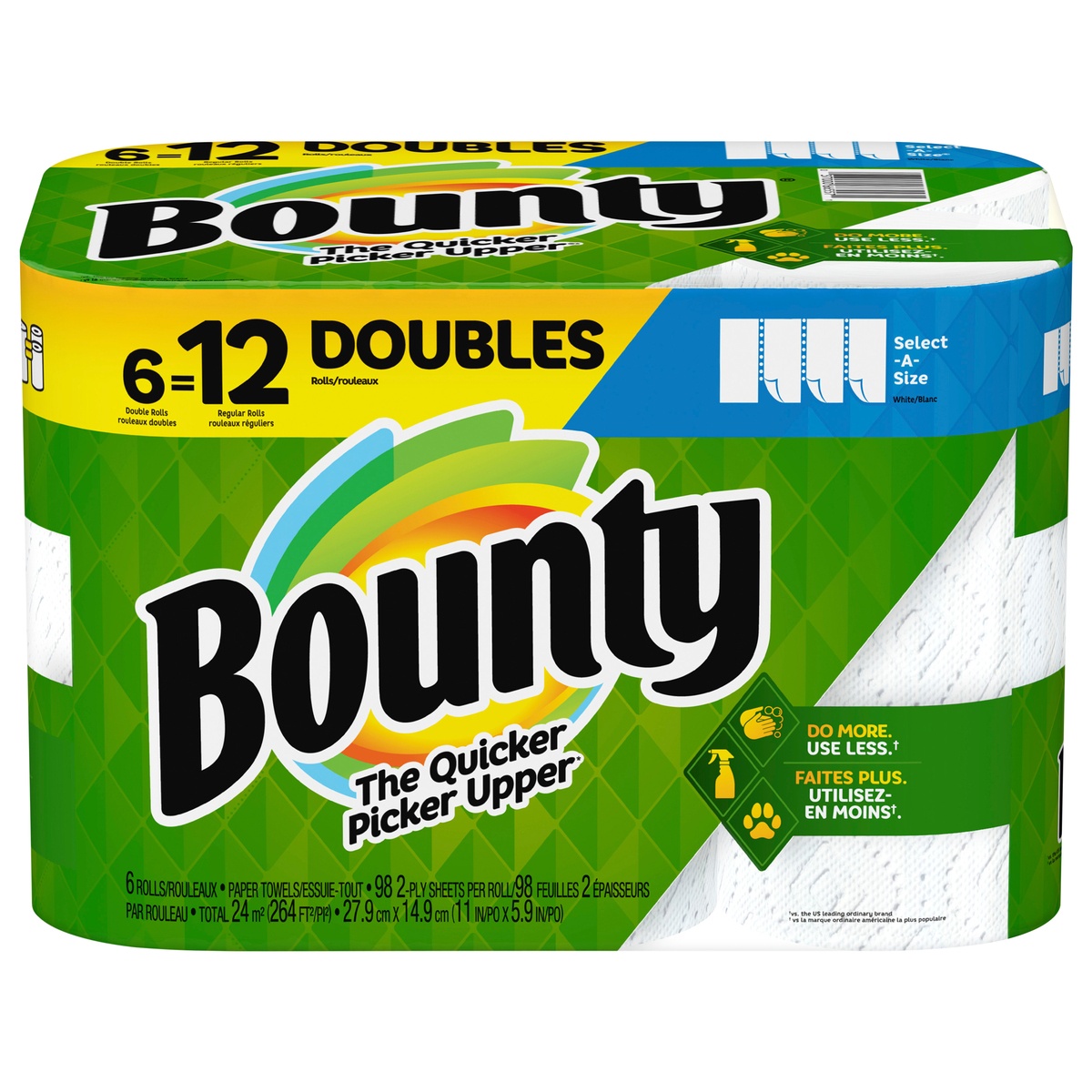 slide 6 of 6, Bounty 2-Ply Double Rolls White Select-A-Size Paper Towels 6 ea, 6 ct
