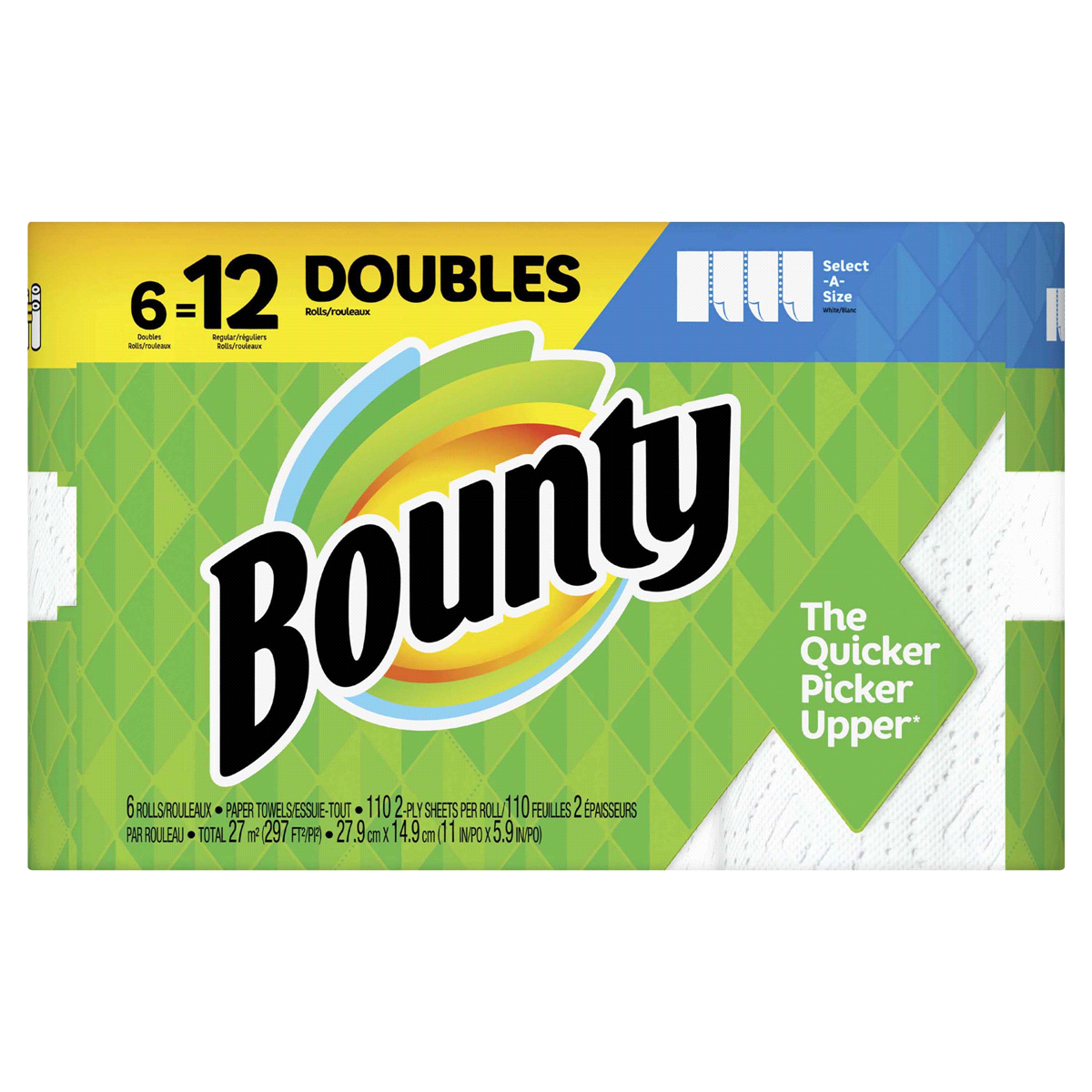 slide 1 of 1, Bounty 2-Ply Select-A-Size Double Roll Paper Towels, 6 ct