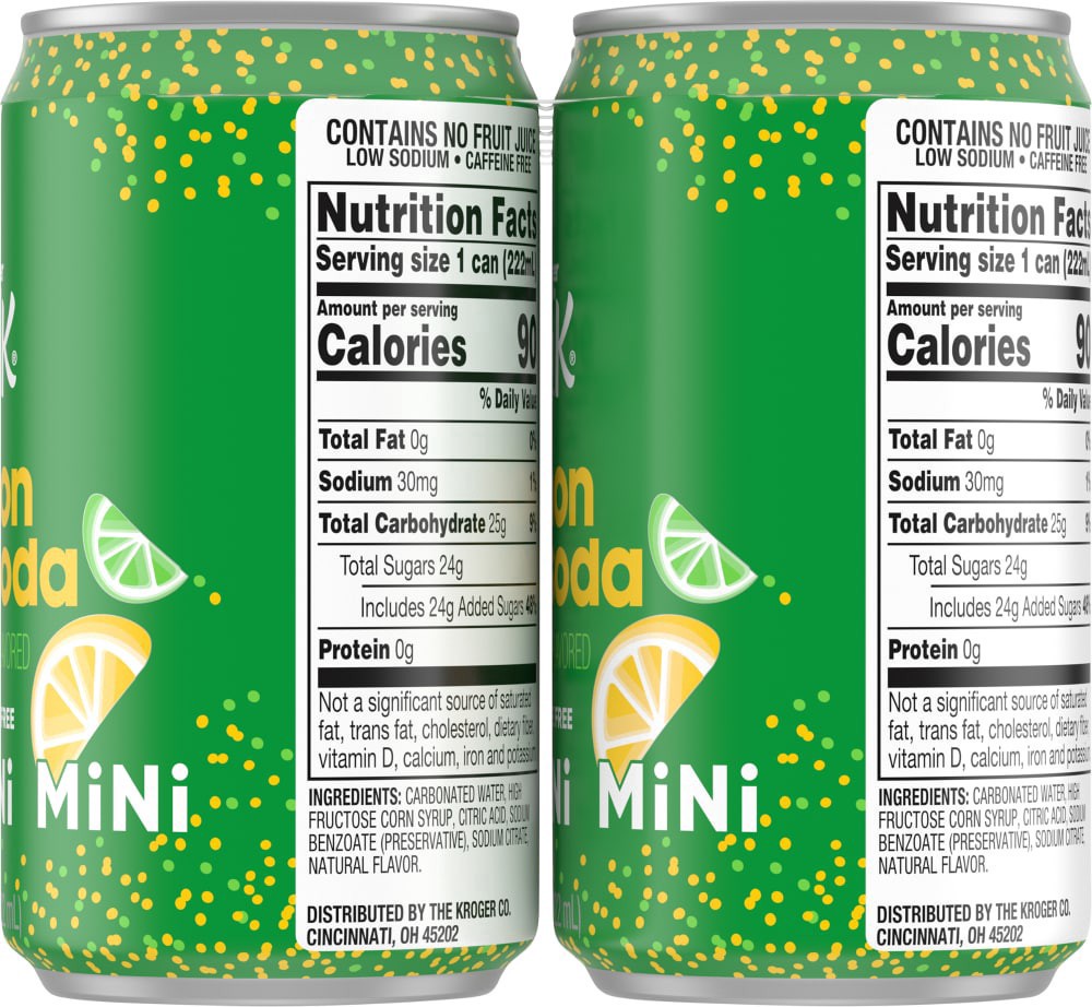 slide 2 of 4, Kroger Big K Lemon Lime Mini Cans, 6 ct; 7.5 fl oz