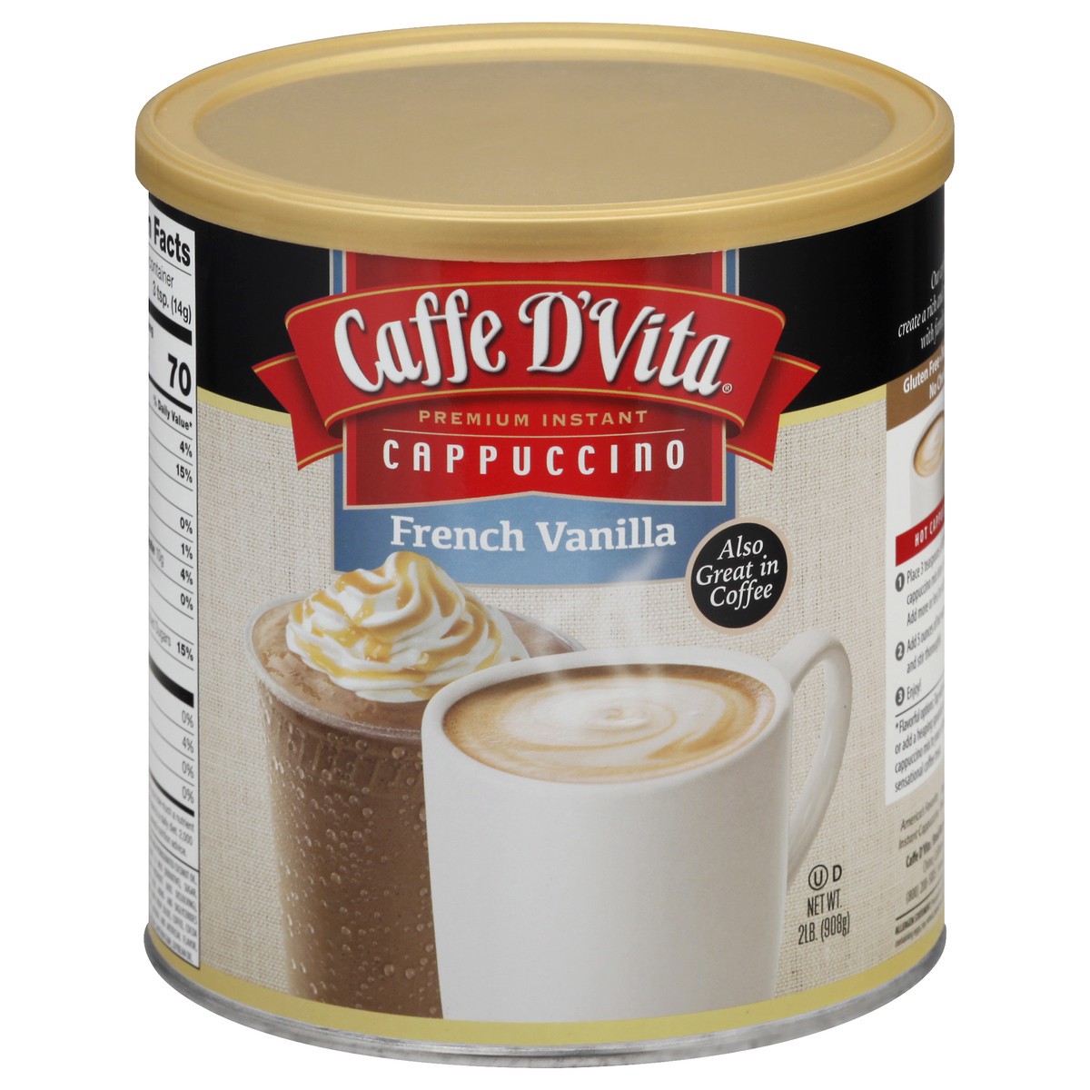slide 1 of 9, Caffe D'Vita Premium French Vanilla Instant Cappuccino 2 lb, 2 lb